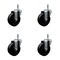 Service Caster 4'' Soft Rubber Wheel Swivel 7/16'' Grip Ring Stem Caster Set, 4PK SCC-GR20S414-SRS-716138-4 - alternate 1
